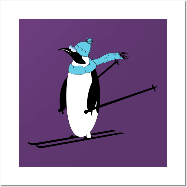 AnimalCreations Totally Rad Penguin Cartoon Skier Wall Art by ACGraphics